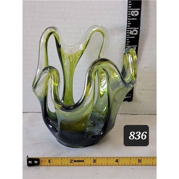 1970's Makora Krosno Jozefina style art glass, free form cutout.