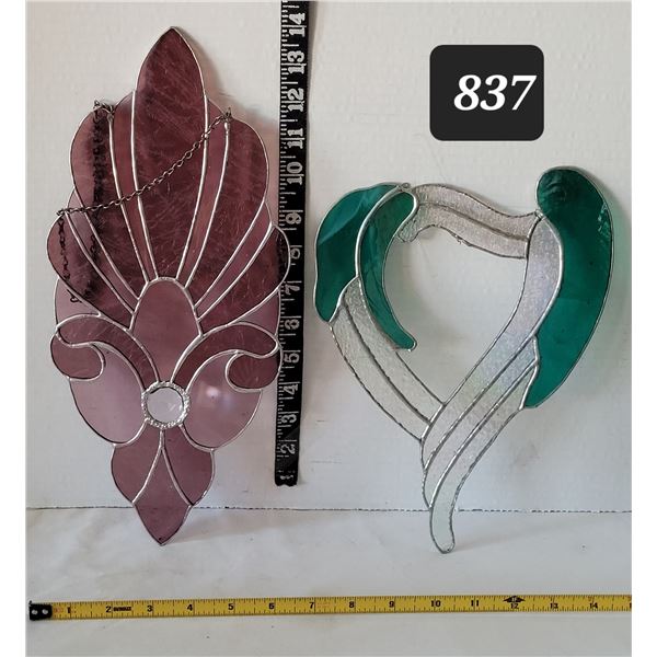 Hanging stained glass sun catchers.
