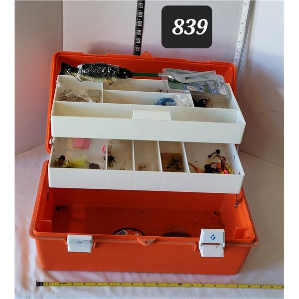 Large fishing tackle box & contents.
