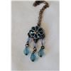 Image 4 : Vtg. Enamel trinket/ pill box with red jewelled stiletto shoe & neck chain.