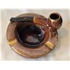 Image 2 : 2 Vintage pipe themed ashtrays with gold coloured trim.