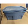 Image 1 : Rough Neck Rubber Maid Storage Tub w/ Misc. Glass Ware
