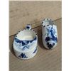 Image 3 : Vintage Blue and White Porcelain Items (Shoe, Tea Cup, and Boy and Girl)