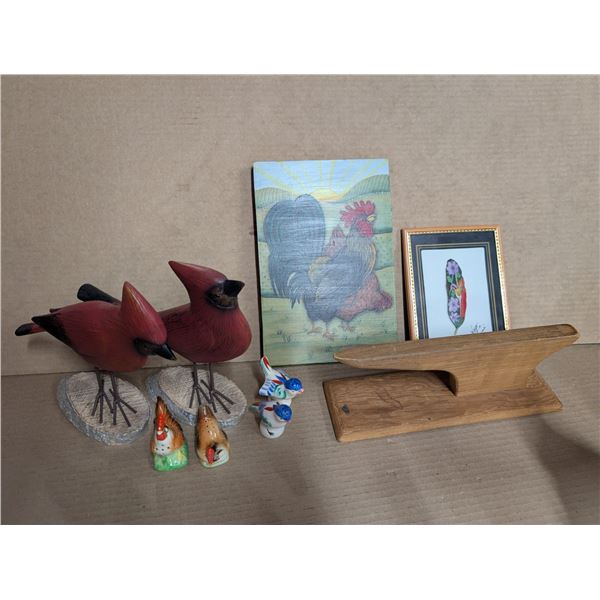 Lot of Bird Decor Items (Some Vintage, Porcelain, and wood)