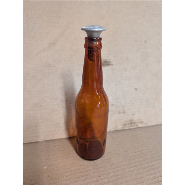 Vintage Amber Coloured Glass Made in Canada w/ Unique Top