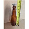 Image 2 : Vintage Amber Coloured Glass Made in Canada w/ Unique Top