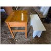 Image 1 : old Childs Wood Desk W/ Wooden Bench (19x25x26") and (30x11x18")