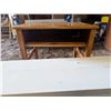 Image 4 : old Childs Wood Desk W/ Wooden Bench (19x25x26") and (30x11x18")