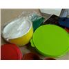 Image 5 : (2) Bags full of Misc. Tupperware and Tins and etc. As Shown