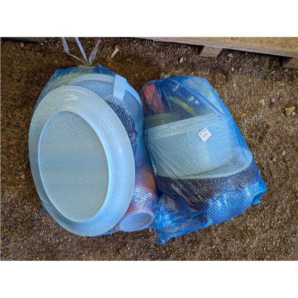 (2) Bags full of Misc. Tupperware and Tins and etc. As Shown