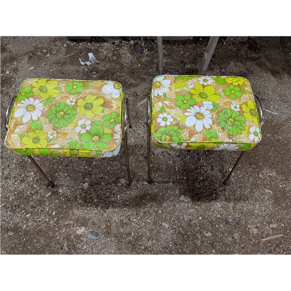 (2) Floral Pattern Vintage Cushion Stools