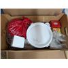 Image 1 : Box of Mugs, Tupperware, Crystal Dishes, and etc.