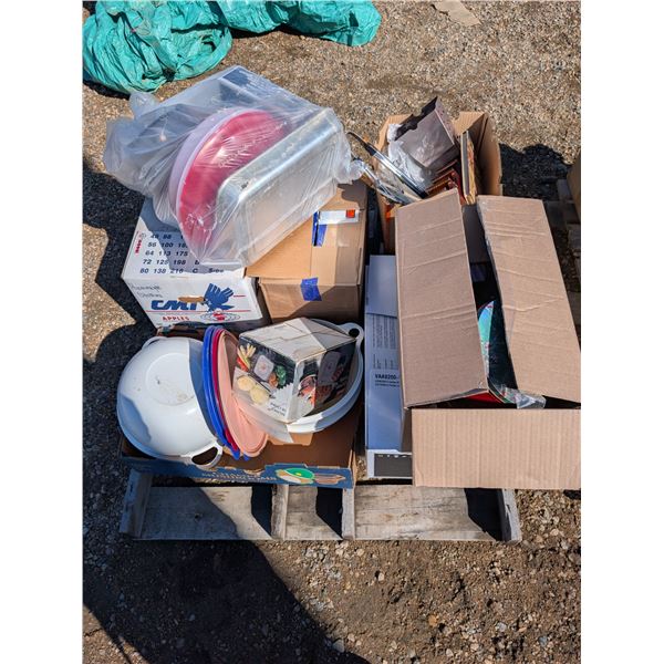 Pallet of Misc. Items (Bread Bowls, Camping related Items, Tupperware, and etc.)