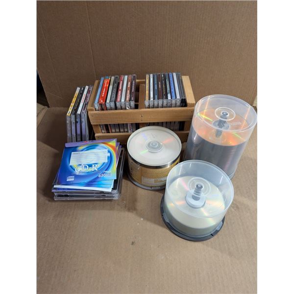 Lot of Misc. Music Cds, Blank Discs, Disc Holders, And Etc.
