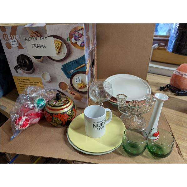 Box of Glassware, Unique Crystal Decor, and etc. (Not All Shown)