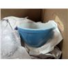 Image 3 : Box of Plates, Fire King Bowls, tupperware, and etc.