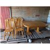 Image 1 : Wooden Table (56"x43"x28") w/ (4) Chairs (Some Have Damaged as Shown)