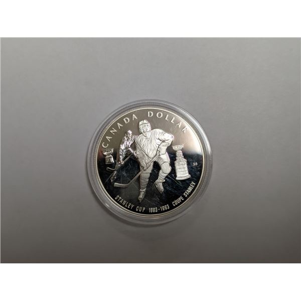 Royal Canadian Mint Proof Dollar 1993 Silver Dollar 100th Anniversary of the Stanley Cup 925/36.07mm