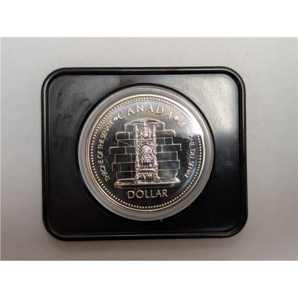 1977 (1952-) Canadian $1 Throne of the Senate (Queen's Silver Jubilee) Specimen Silver Dollar Coin w