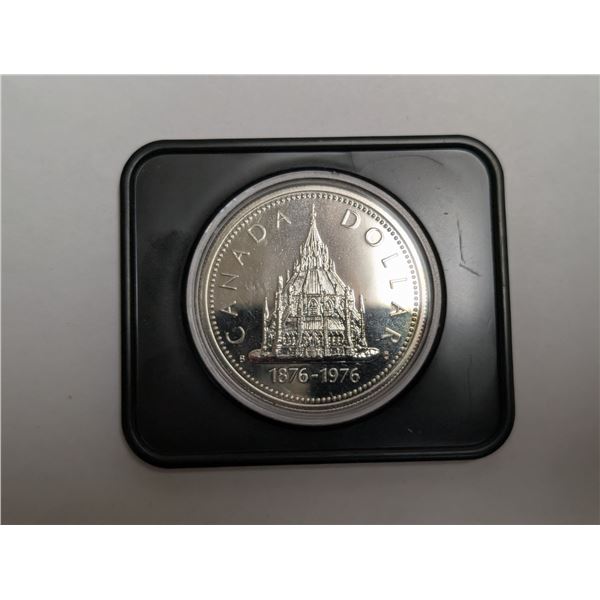 Royal Canadian Mint 1876-1976 Library of Parliament Anni. Canadian Dollar w/ case