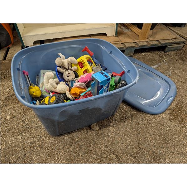 Storage Tub Full of Misc. Older/Vintage Toys As Shown