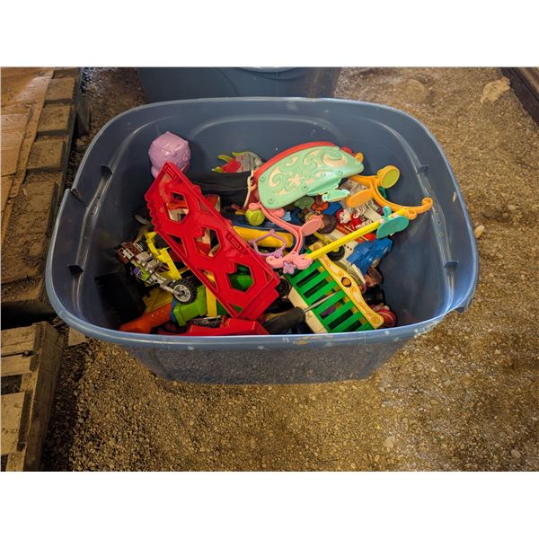 Storage Tub Full of Misc. Older/Vintage Toys As Shown