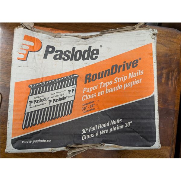 Box of Paslode RounDrive Paper Tape Strip nails