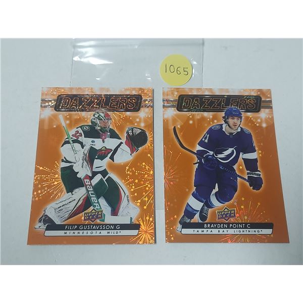 2023-24 Upper Deck Series 2 Hockey - Filip Gustavsson G - Dazzlers and Brayden Point C - Dazzlers.