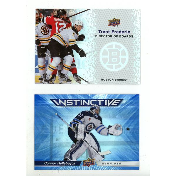 2023-24 Upper Deck Series 2 Hockey - Trent Frederic and Connor Hellebuyck.
