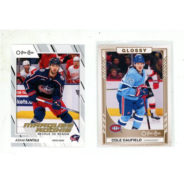2023-24 Upper Deck Series 1 Hockey - Cole Caufield - Glossy and 2023-24 O-Pee-Chee Hockey - Adam Fan