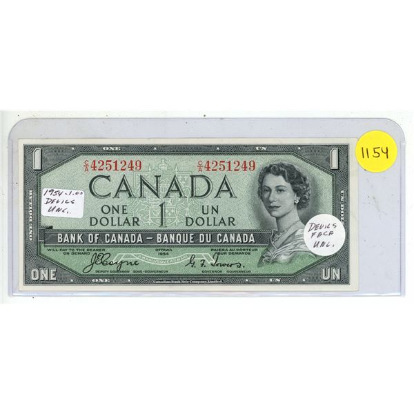 1954 Canada One Dollar - Devils Face. (Uncirculated)
