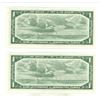Image 2 : (2) 1954 Canada One Dollar - In Series. (Uncirculated)
