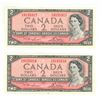 Image 3 : (5) 1954 Canada Two Dollar - In Series. (Uncirculated)