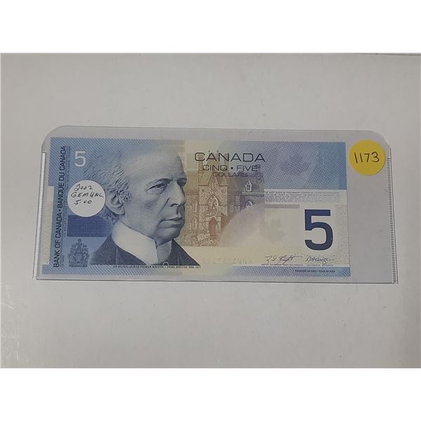 2002 Canada Five Dollar. (Uncirculated)