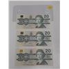 Image 1 : (3) 1991 Canada Twenty Dollar - In Series. (Uncirculated)