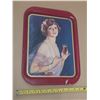 Image 2 : Vintage metal serving tray is a Coca-Cola collectible featuring a "Calendar Girl" and Coca-Cola Glas