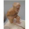 Image 3 : Vintage Swedish wood-carved figurines depicting a sawyer scene and wooden bowl with a decorative fin