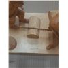 Image 5 : Vintage Swedish wood-carved figurines depicting a sawyer scene and wooden bowl with a decorative fin