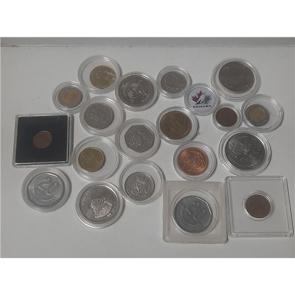 Lot of Foreign Coins/ Tokens In Plastic Coin Holders.