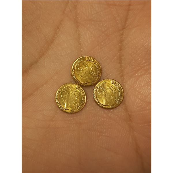 (3) 1865 Miniature Mexico Coin. (We Can't Prove It's Authenticity)