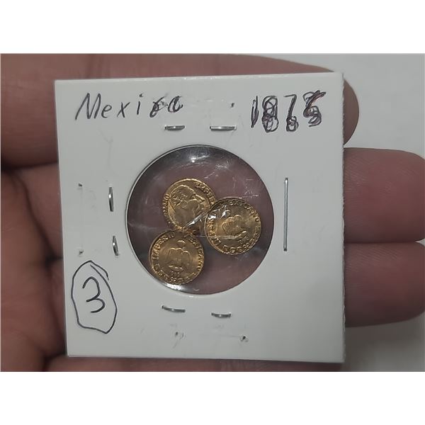 (3) 1865 Miniature Mexico Coin. (We Can't Prove It's Authenticity)