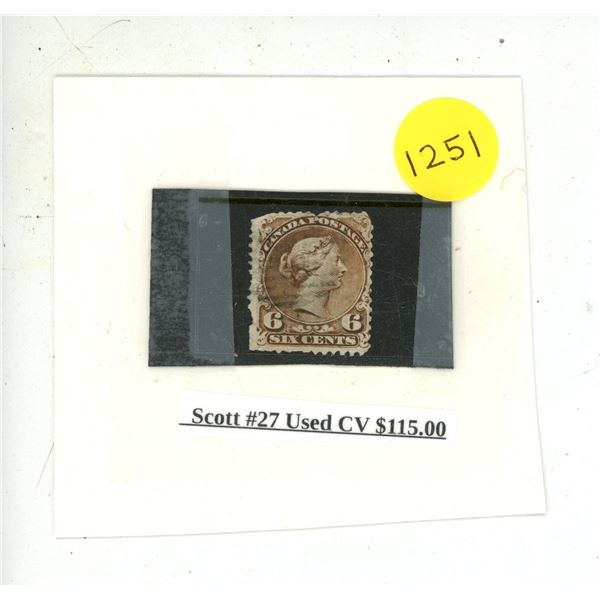 Scott #27 Used CV $115.00.