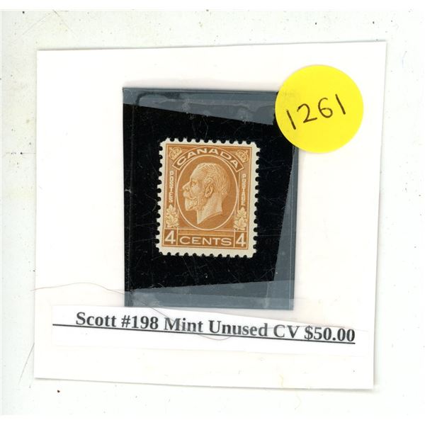 Scott #198 Mint Unused CV $50.00.