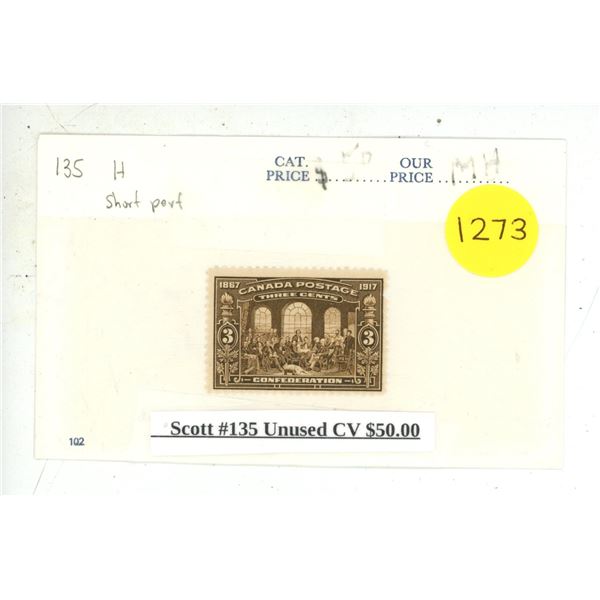 Scott #135 Unused CV $50.00.