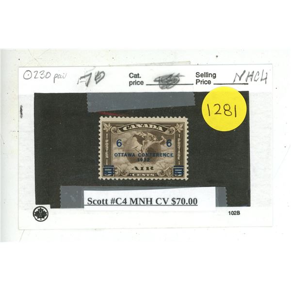 Scott #C4 MNH CV $70.00.