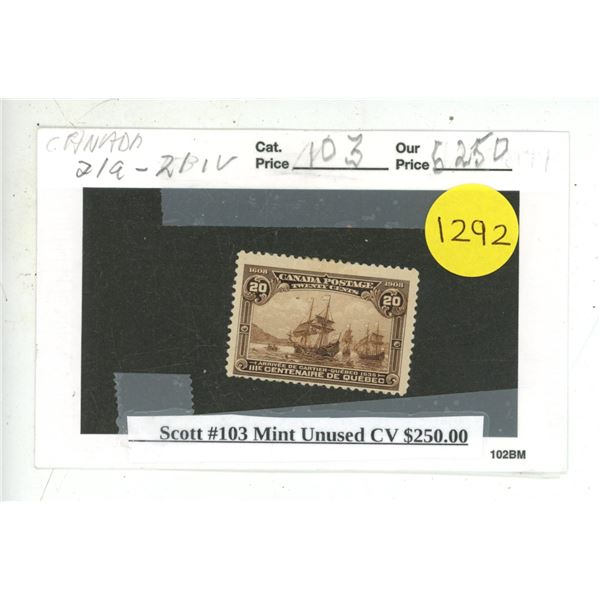 Scott #103 Mint Unused CV $250.00.