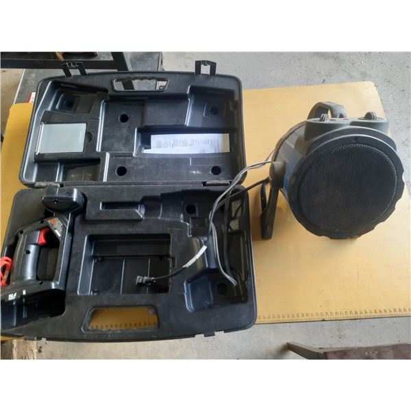 Craftsman Case with Light Inside (Untested) and Mastercraft Barrel Ceramic Space Heater (Untested).