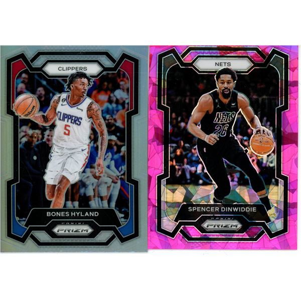 (2) Panini Prizm 2023-24 Basketball Cards (Spencer Dinwiddie and Bones Hyland)