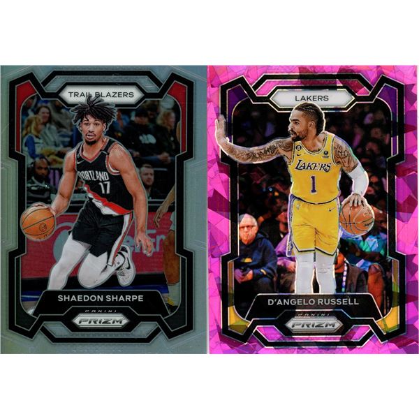 (2) Panini Prizm 2023-24 Basketball Cards (Shaedon Sharpe and D'angelo Russell)