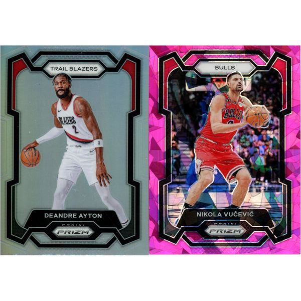 (2) Panini Prizm 2023-24 Basketball Cards (Nikola Vucevic and Deandre Ayton)